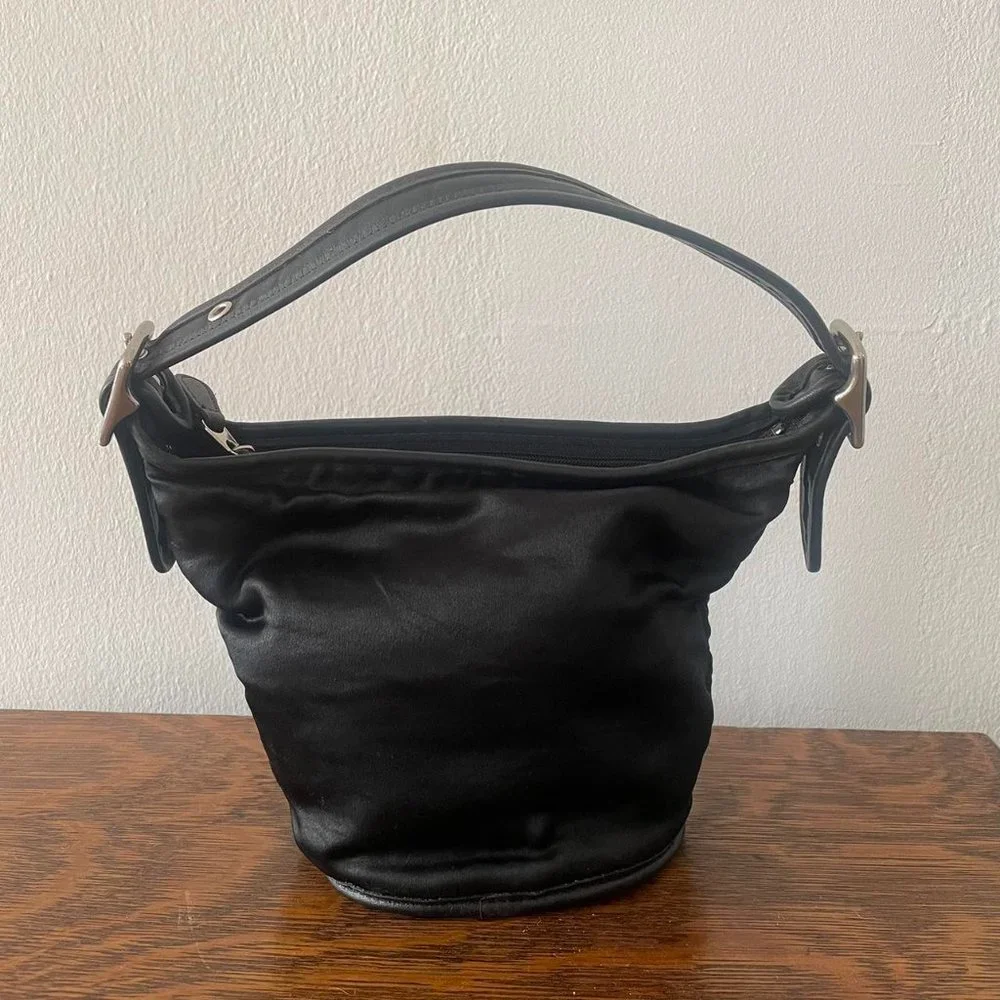 Vintage coach black Maggie satin duffle - Picture 1 of 4